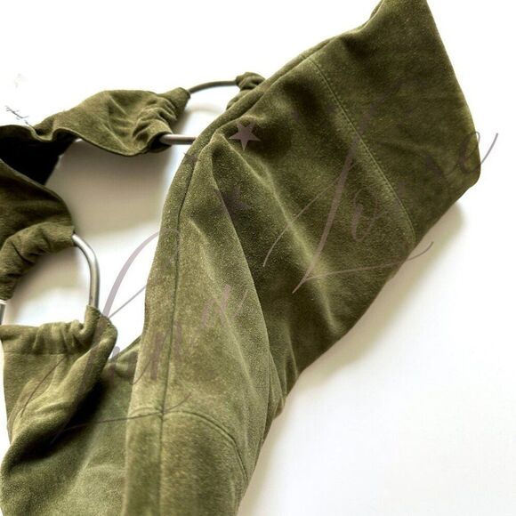 FREE PEOPLE Bobbi Slouch Suede Tote In Khaki / Olive NWT - Picture 6 of 9